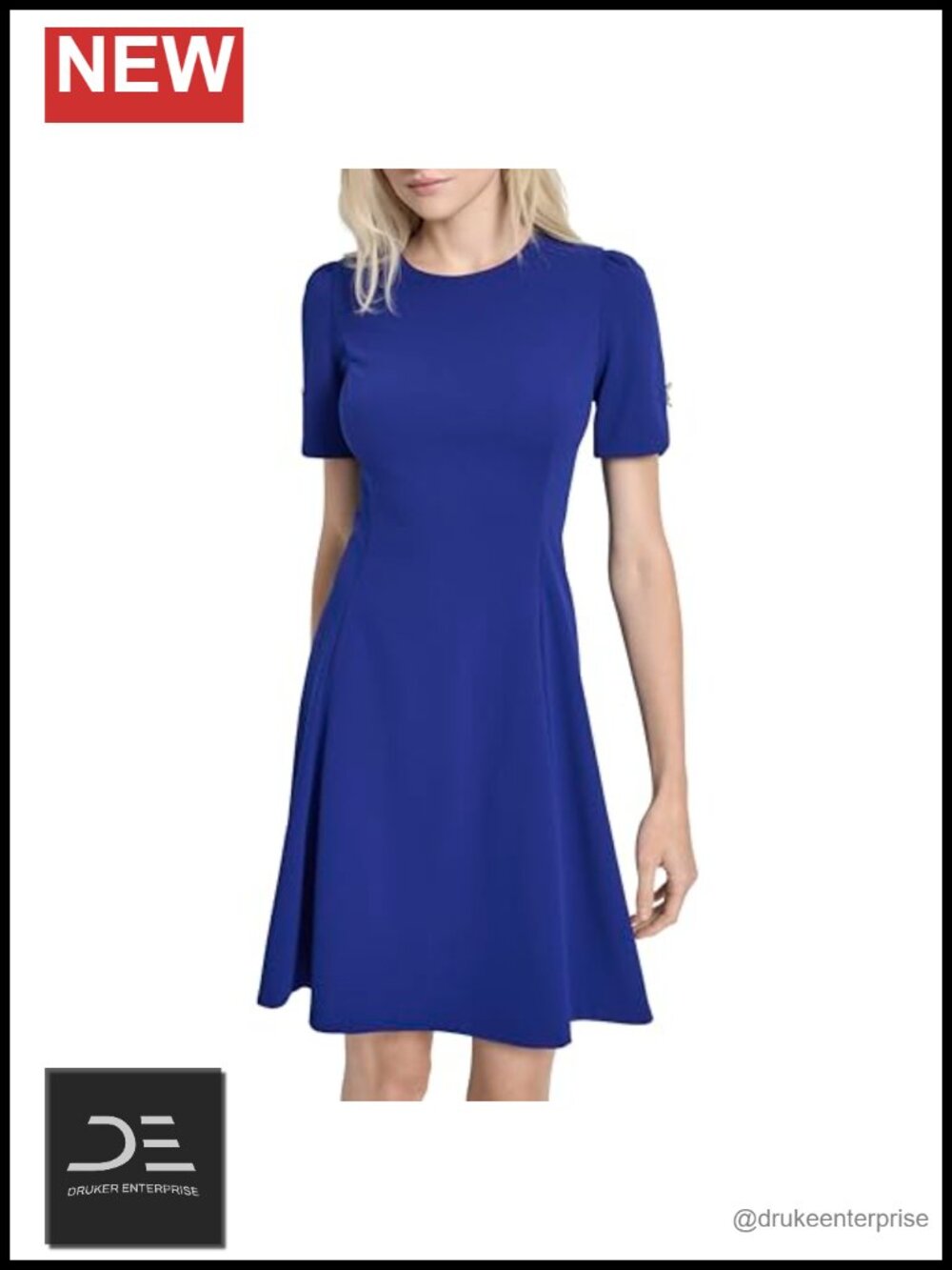 DKNY Button Short Sleeve Fit and Flare Casual Dress - Women's